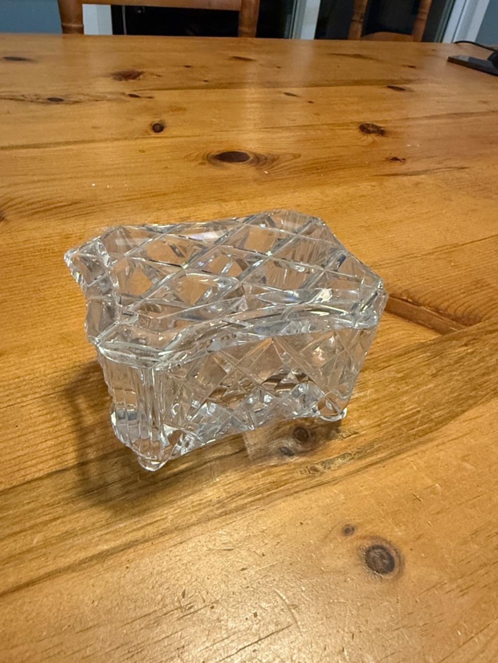 Cut Glass Trinket Box - Clear Crystal Pattern